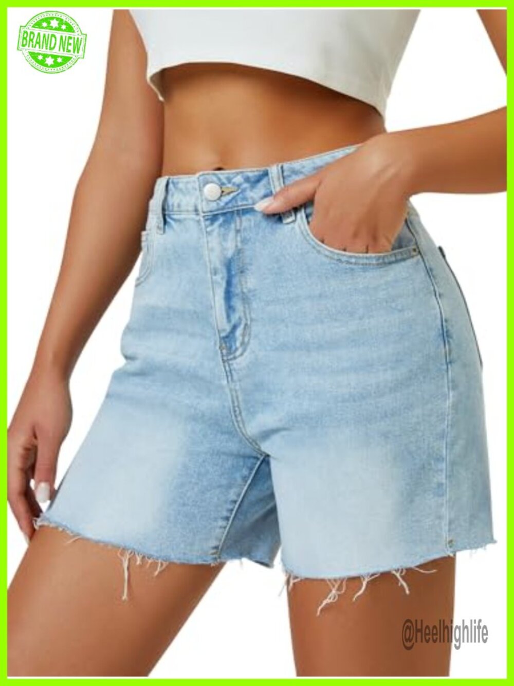 Womens High Waist Jean Shorts Wide Straight Leg Microelastic Long Denim Mom